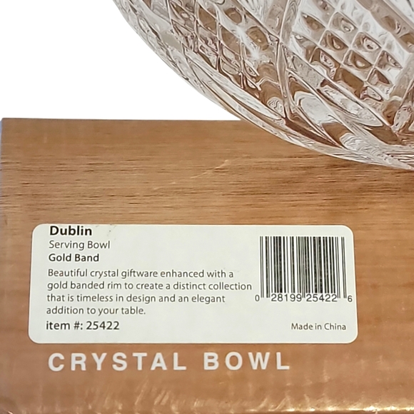 Dublin Crystal Bowl Gold Trim Serving or Decorative - Picture 2 of 5